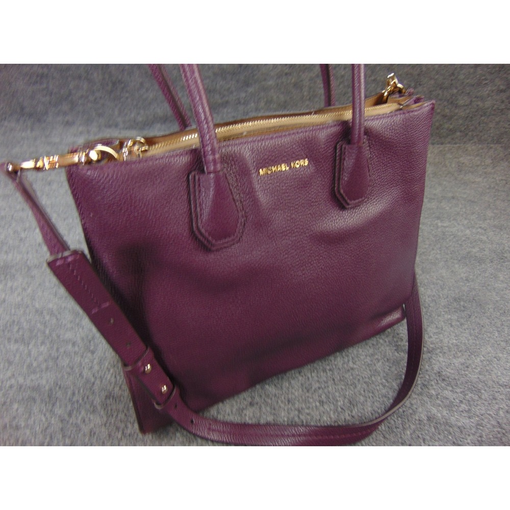 Michael‎ Kors Mercer Purple Pebbled Leather Large Tote Handbag Satchel FLAW